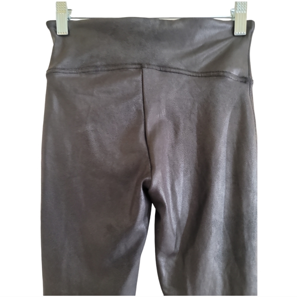 Spanx Faux Leather Black Legging Small Contoured Power Waistband Shapes Lifts - Picture 7 of 9